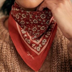 Sezane Red Floral Scarf